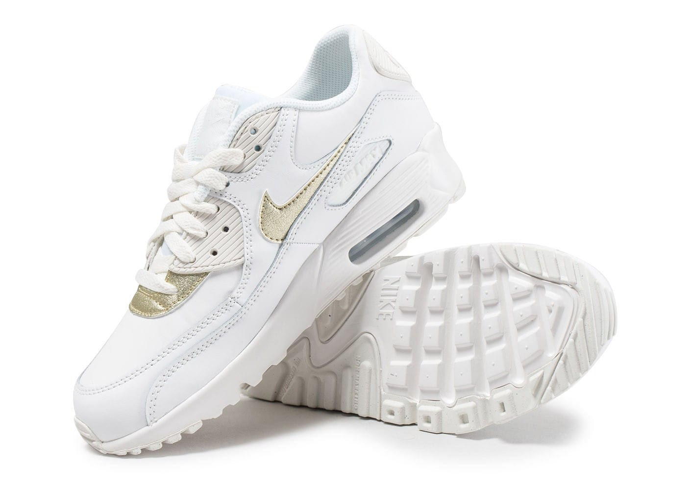 air max 90 leather junior blanche et or